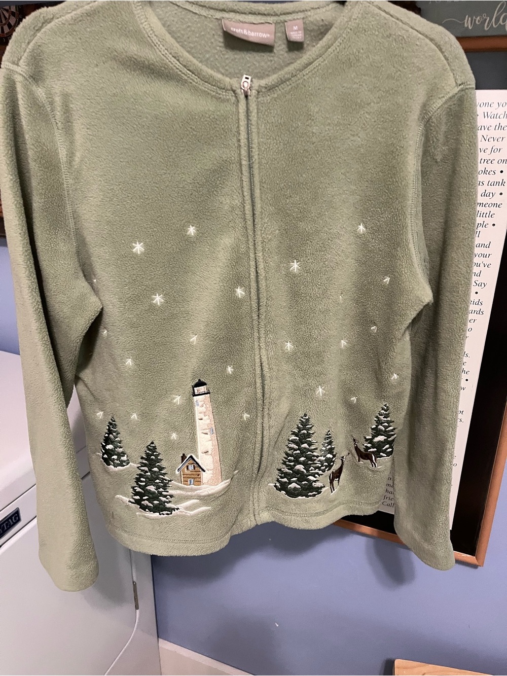 croft & barrow Sage Green Fleece Zip Sweater